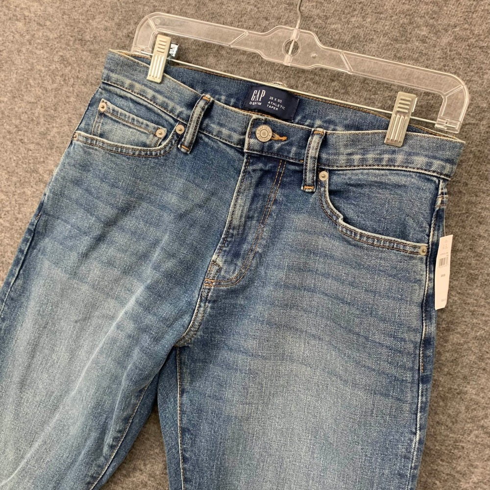 NWT Gap Denim Jeans Mens 28x30 (meas 30x30) Athletic Taper Medium Wash Casual